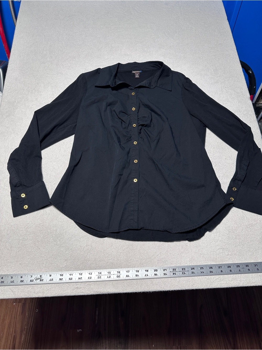 Dana Buchman Black Front Gold Button Dress Shirt